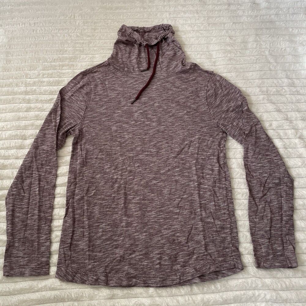 Express Women’s Drawstring Cowl Neck Tunic Casual Cotton Blend Burgundy Size S